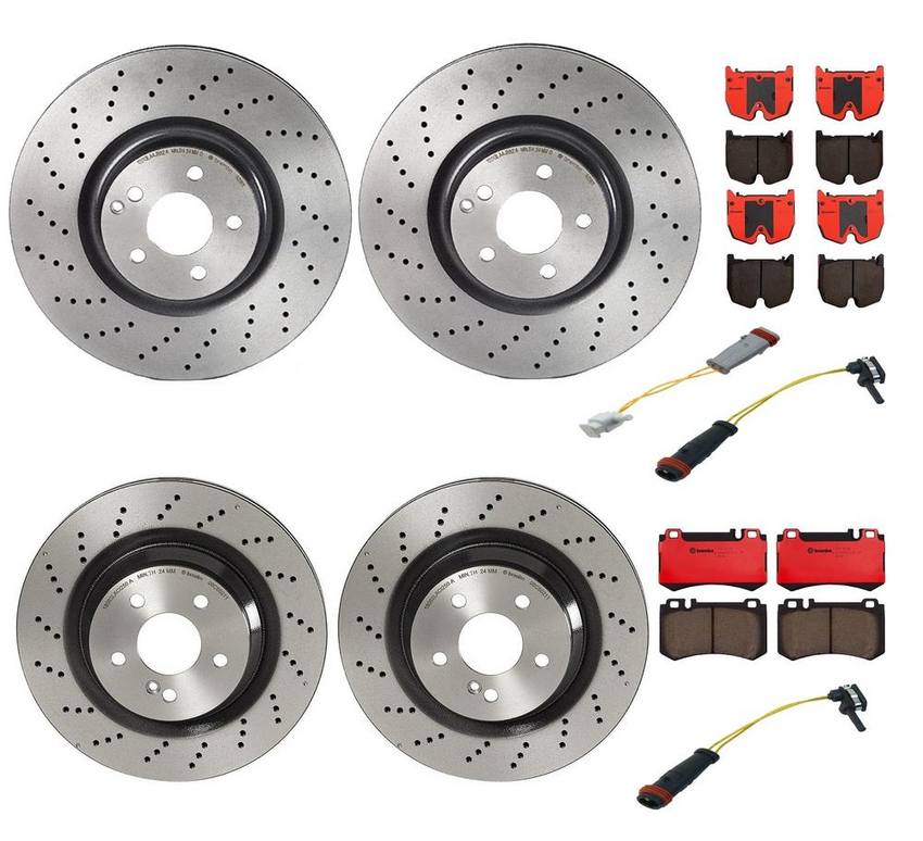 Mercedes Brakes Kit - Pads & Rotors Front and Rear (360mm/330mm) (Ceramic) 221421181207 - Brembo 2864725KIT